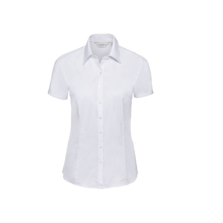 Ladies' Short Sleeve Tailored Herringbone Shirt personnalisé