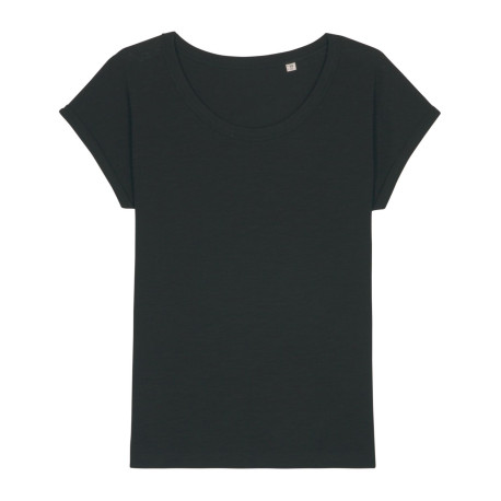Le T-shirt slub femme bas de manche replié personnalisé