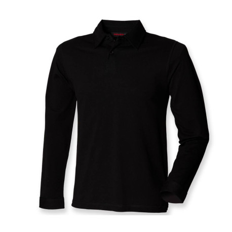 Polo homme stretch manches longues vierge ou à personnaliser