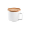 FANGIO. Tasse en céramique 250 ml avec couvercle et base en bambo