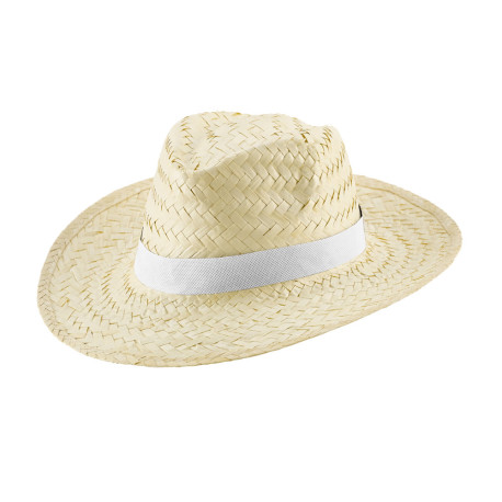 EDWARD POLI. Chapeau de paille naturelle avec bande en polyester personnalisé