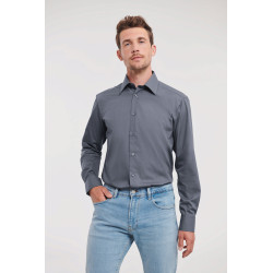 Chemise en popeline cintrée manches longues polyester/coton facile d’entretien pour homme personnalisé