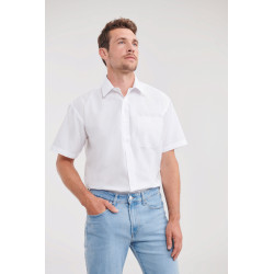 Chemise en popeline manches courtes polyester/coton facile d'entretien personnalisé