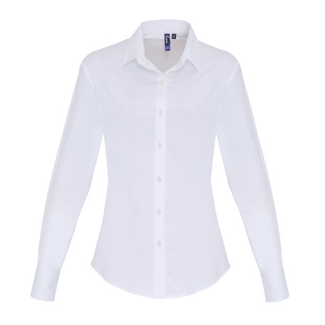 Chemise popeline stretch en coton manches longues pour femme personnalisé