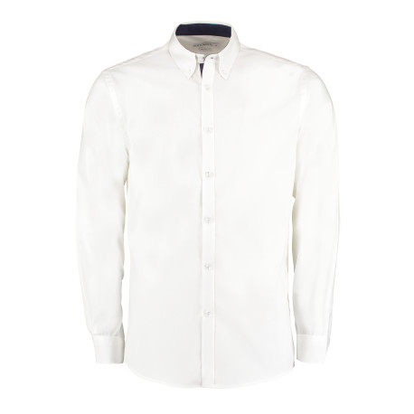 Chemise Oxford de première qualité à manches longues (col à boutons) Contrast personnalisé