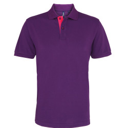 Polo contrasté coupe classique homme boutons et dessous de col contrastés personnalisé