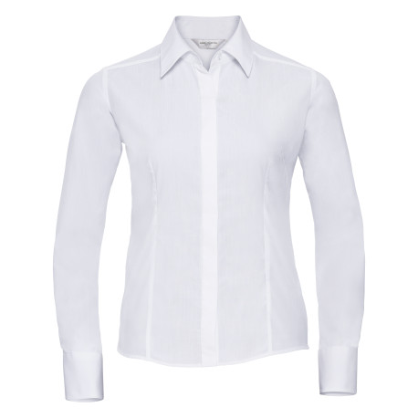 Chemise en popeline cintrée manches longues polyester/coton facile d’entretien pour femme personnalisé