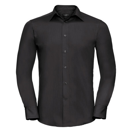 Chemise en popeline cintrée manches longues polyester/coton facile d’entretien pour homme personnalisé