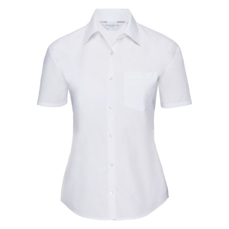 Chemise en popeline manches courtes polyester/coton facile d'entretien pour femme personnalisé