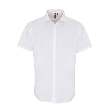 Chemise popeline stretch en coton manches courtes pour homme personnalisé