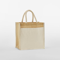 Tote Bag midi en coton jute amidonné naturel personnalisé