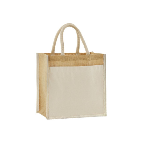 Tote Bag midi en coton jute amidonné naturel personnalisé