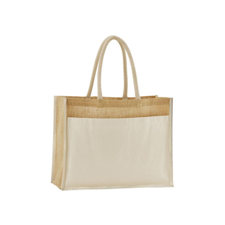 Tote Bag pocket en coton jute amidonné naturel personnalisé