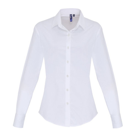 Chemise popeline stretch en coton manches longues pour femme personnalisé