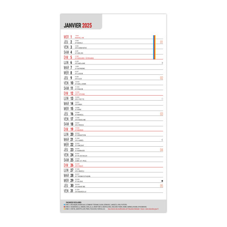 BLOC ÉPHÉMÉRIDE B3 2025 - 160X300