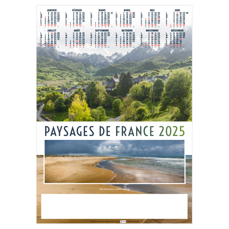 POSTER PAYSAGES DE FRANCE 2025 - 500X700