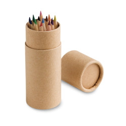 CYLINDER. Boîte avec 12 crayons de couleur vierge ou à personnaliser