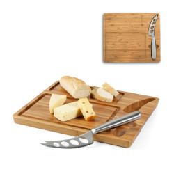 MALVIA. Plateau de fromages en bambou avec couteau vierge ou à personnaliser