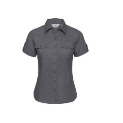 Ladies' Roll Short Sleeve Fitted Twill Shirt personnalisé